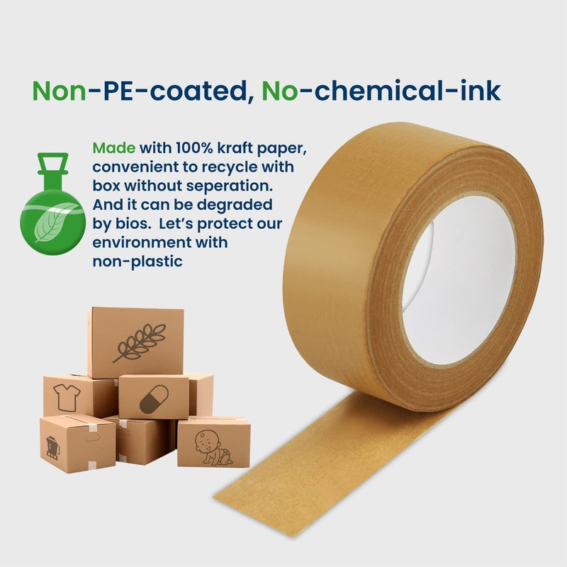Lichamp Kraft Packing Tape, Brown Kraft Gummed Tape for Packing Boxes, Shipping Cardboard and Carton Sealing, 6 Rolls x 2 inch x 55 Yard x 7 mil, B206BN - Image 3